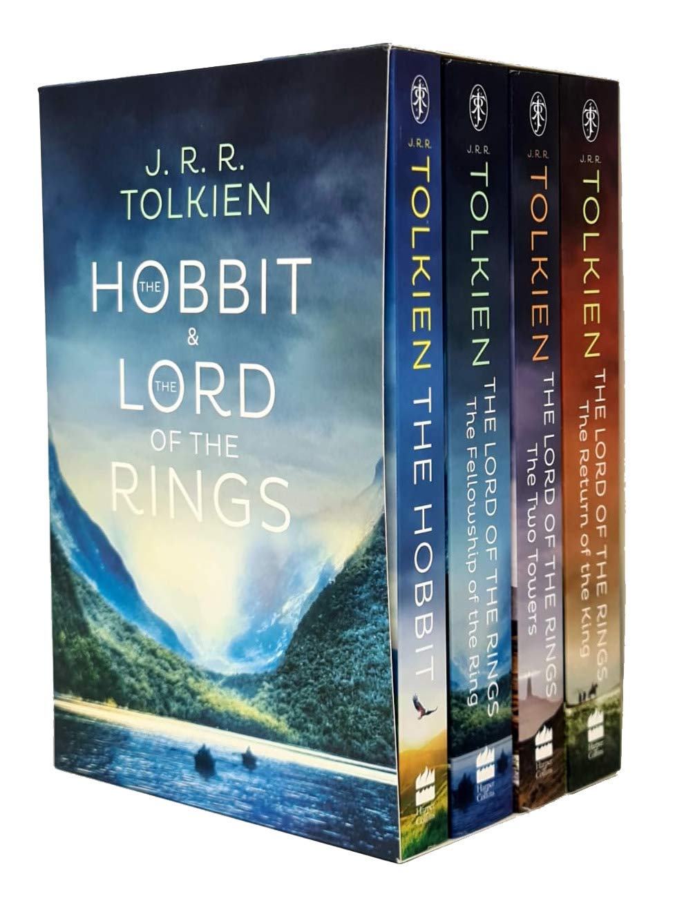 The Hobbit & The Lord of the Rings 4 Books Boxed Set By J. R. R. Tolkien Hobbit, Fellowship of the Ring, Two Towers